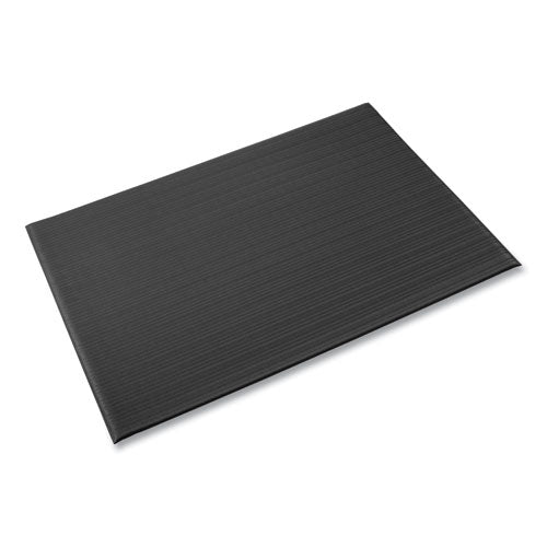 Crown Ribbed Vinyl Anti-Fatigue Mat, Rectangular, Black Ribbed Surface, 36" x 12 ft