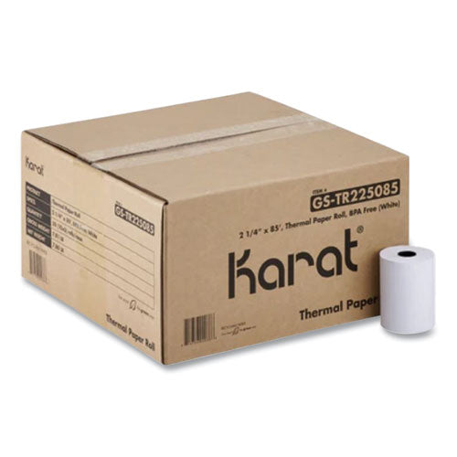 Karat Thermal Paper Rolls, 2.25" x 85 ft, White, 50 Rolls/Carton