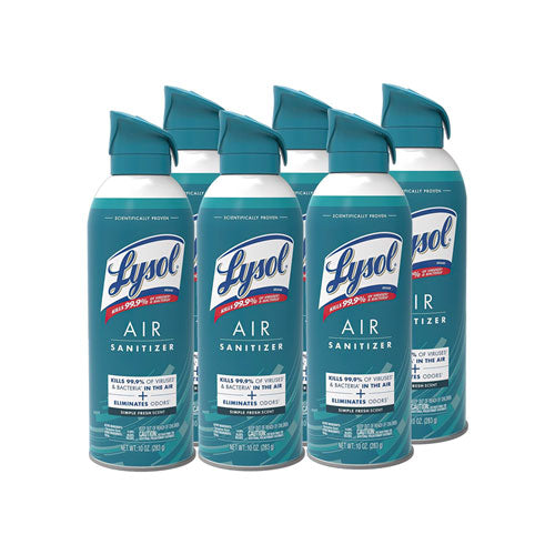 LYSOL Brand Air Sanitizer Spray, Simple Fresh Scent, 10 oz Aerosol Spray, 6/Carton