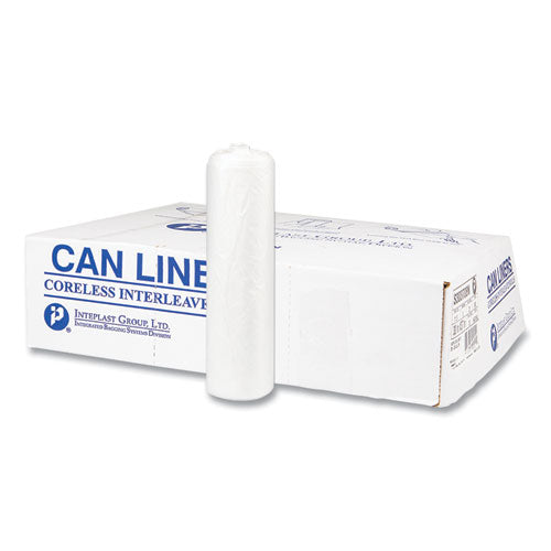Inteplast Group High-Density Commercial Can Liners, 30 gal, 8 mic, 30" x 37", Clear, Interleaved Roll, 25 Bags/Roll, 20 Rolls/Carton