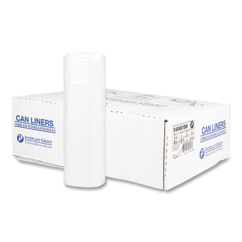 Inteplast Group High-Density Commercial Can Liners, 45 gal, 16 mic, 40" x 48", Clear, Interleaved Roll, 25 Bags/Roll, 10 Rolls/Carton