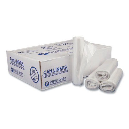 Inteplast Group Low-Density Commercial Can Liners, 16 gal, 0.35 mil, 24" x 33", Clear, Perforated Roll, 50 Bags/Roll, 20 Rolls/Carton