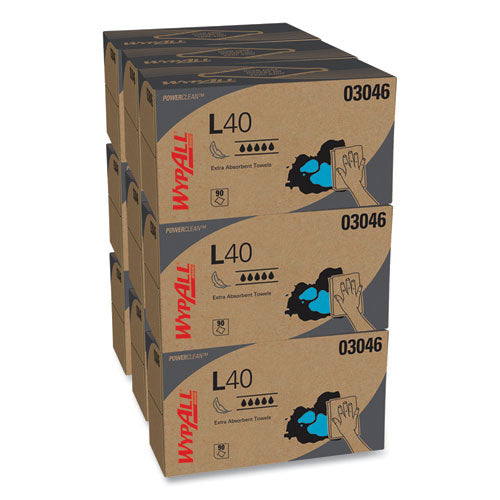 WypAll L40 Towels, POP-UP Box, 10.8 x 10, White, 90/Box, 9 Boxes/Carton