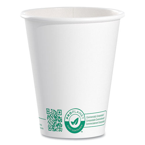 SOLO Compostable Paper Hot Cups, ProPlanet Seal, 8 oz, White/Green, 50/Pack