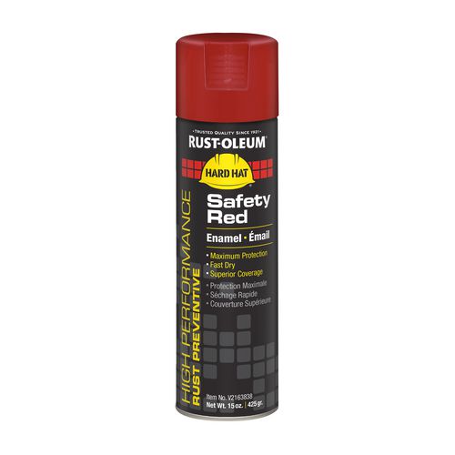 Rust-Oleum Hard Hat High Performance V2100 System Rust Preventive Enamel Spray Paint, Flat Safety Red, 15 oz Aerosol Can, 6/Carton