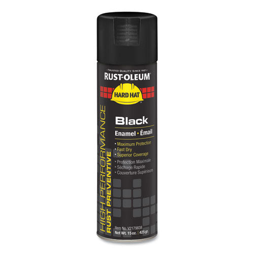 Rust-Oleum Hard Hat High Performance V2100 System Rust Preventive Enamel Spray Paint, Gloss Black, 15 oz Aerosol Can, 6/Carton