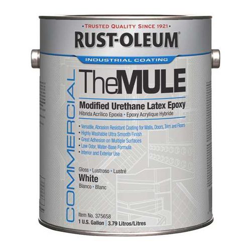 Rust-Oleum Commercial The MULE (Modified Urethane Latex Epoxy), Interior/Exterior, Gloss Glass White, 1 gal Bucket/Pail, 2/Carton