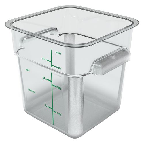 Carlisle Squares Polycarbonate Food Storage Container, 4 qt, 7.13 x 7.13 x 7.29, Clear, Plastic