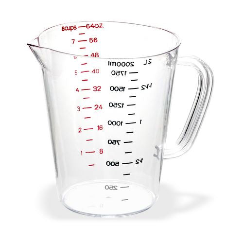Carlisle Commercial Measuring Cup, 0.5 gal, Plastic, Clear