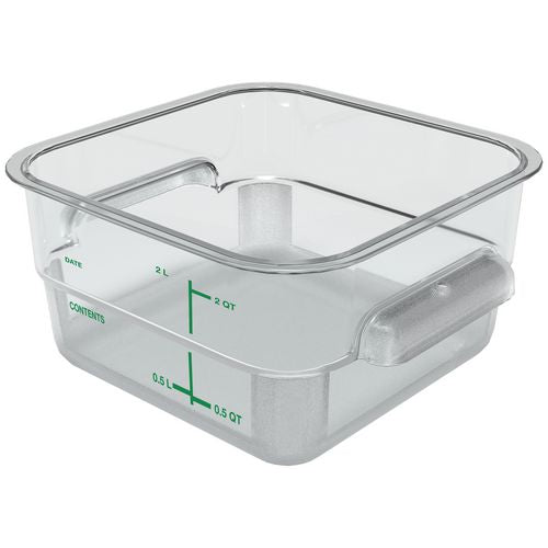Carlisle Squares Polycarbonate Food Storage Container, 2 qt, 7.13 x 7.13 x 3.8, Clear, Plastic