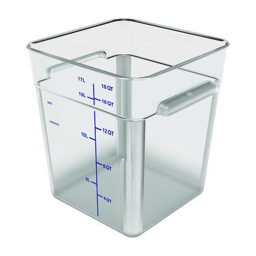 Carlisle Squares Polycarbonate Food Storage Container, 18 qt, 11 13 x 11.13 x 12.58, Clear, Plastic
