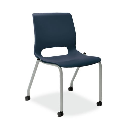 HON Motivate Four-Leg Stacking Chair, Up to 300 lbs, 18" Seat Height, Regatta Seat and Back, Platinum Base, 2/Carton