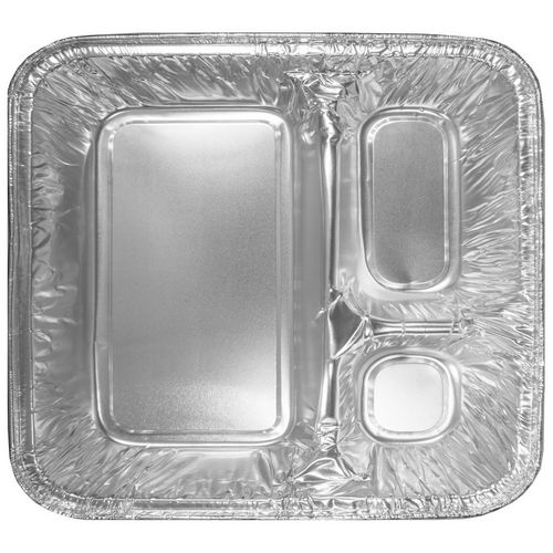 HFA Three-Compartment Oblong Food Container, 24 oz, 6.38 x 1.47 x 8, Silver, Aluminum, 500/Carton
