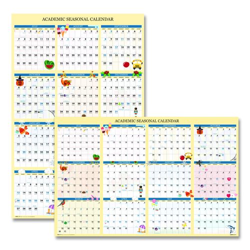 House of Doolittle Recycled Academic Seasonal Laminated Wall Calendar, Illustrated Seasons, 24 x 37, 12-Month (July to June), 2025 to 2026
