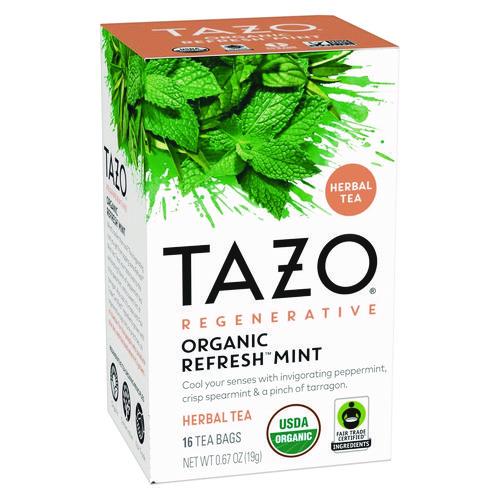 Tazo Tea Bags, Organic Refresh Mint, 16/Box, 6 Boxes/Carton