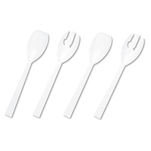 Tablemate Table Set Plastic Serving Forks and Spoons, 9.5", White, 48/Pack