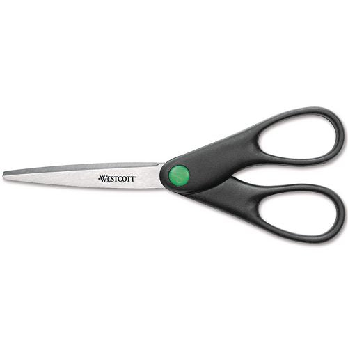 Westcott KleenEarth Scissors, 7" Long, 2.75" Cut Length, Straight Black Handle