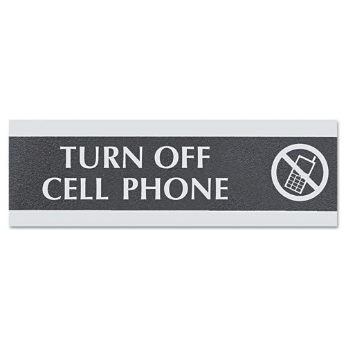 Headline Sign Century Series Office Sign,TURN OFF CELL PHONE, 9 x 3