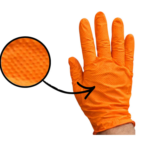 8 Mil Grizzly Grip Orange Diamond Nitrile Gloves