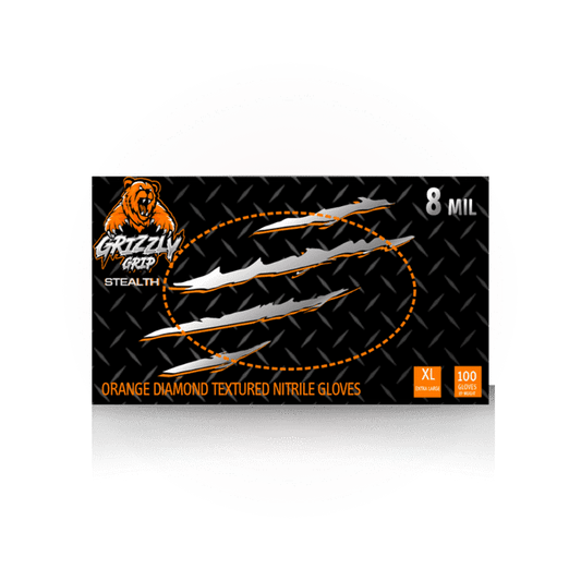 8 Mil Grizzly Grip Orange Diamond Nitrile Gloves