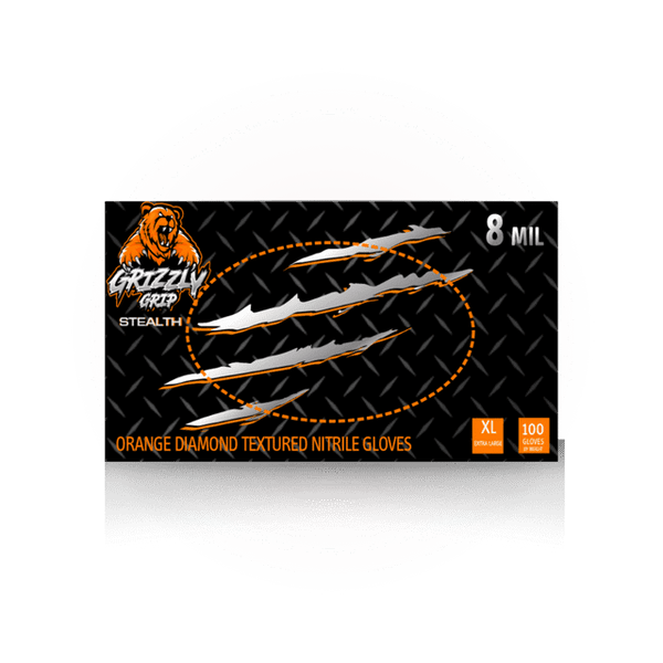 8 Mil Grizzly Grip Orange Diamond Nitrile Gloves