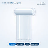Low-Density Can Liners, 7-10 gal, 1 mil, 24" x 24", Clear, 500/Case