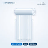 Compactor Bags, 2 mil, 38" x 28" x 51", Clear, 100/Case