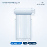 Low-Density Bin Liners, 2 mil, 46" x 36" x 65", Clear, 100/Case