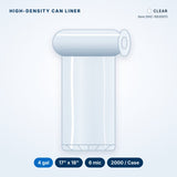 High-Density Can Liners, 4 gal, 6 mic, 17" x 18", Clear, 2000/Case