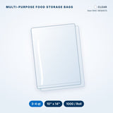 Multi-Purpose Food Storage Bags, Utility Size, 3-4 qt, 10" x 14", High-Density, Clear, 1000/Roll
