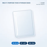 Multi-Purpose Food Storage Bags, Jumbo Size, 20-22 qt, 18" x 24", High-Density, Clear, 250/Roll