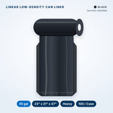 Linear Low-Density Can Liners, 55 gal, Heavy, 23" x 21" x 47", Black, 100/Case