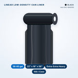 Linear Low-Density Can Liners, 56-60 gal, Extra-Extra Heavy, 22" x 16" x 58", Black, 100/Case