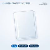 Produce & Poultry Utility Bags, 7-8 qt, 8" x 4" x 18", Clear, 1000/Case