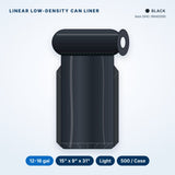Linear Low-Density Can Liners, 12-16 gal, Light, 15" x 9" x 31", Black, 500/Case