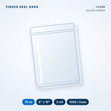 Finger Seal Bags, 70 oz, 8" x 10", 2 mil, Clear, 1000/Case