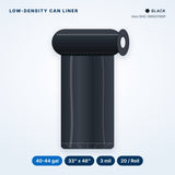 Low-Density Can Liners, 40-44 gal, 3 mil, 33" x 48", Black, 20/Roll