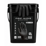 Black Nitrile Bucket of Gloves, 8 Mil Heavy-Duty Industrial Disposable – Diamond Grip Texture, Powder-Free | First Glove
